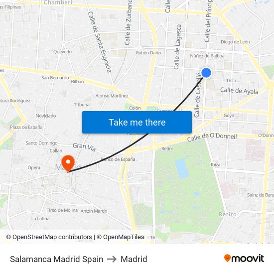 Salamanca Madrid Spain to Madrid map