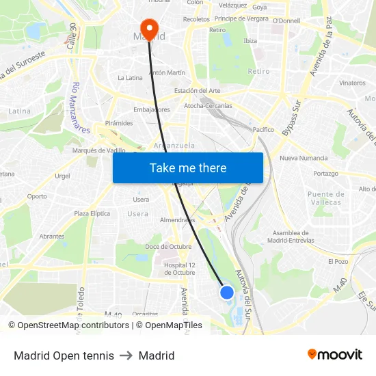Madrid Open tennis to Madrid map