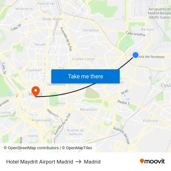 Hotel Maydrit Airport Madrid to Madrid map