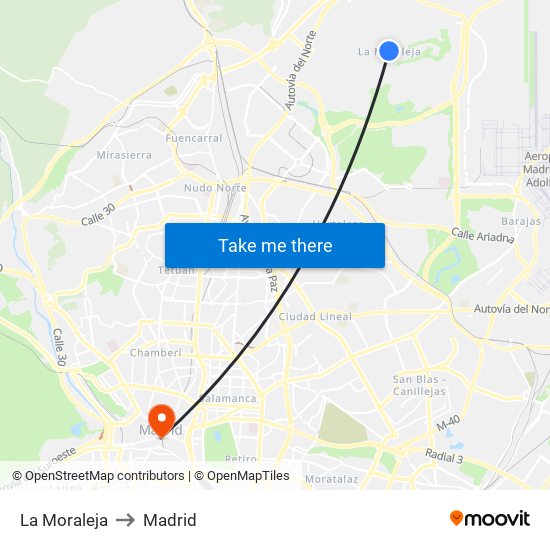 La Moraleja to Madrid map