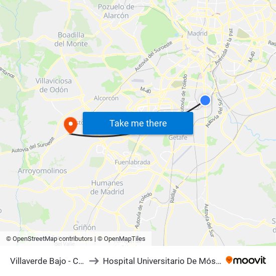 Villaverde Bajo - Cruce to Hospital Universitario De Móstoles. map