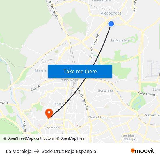 La Moraleja to Sede Cruz Roja Española map