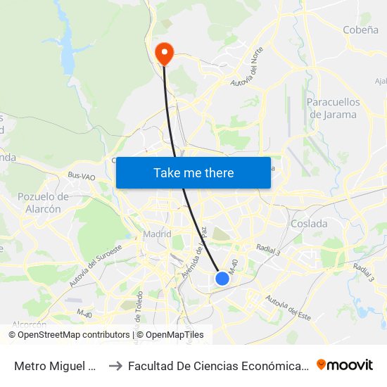 Metro Miguel Hernández to Facultad De Ciencias Económicas Y Empresariales map