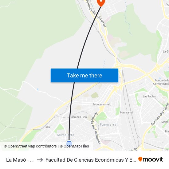 La Masó - Salou to Facultad De Ciencias Económicas Y Empresariales map