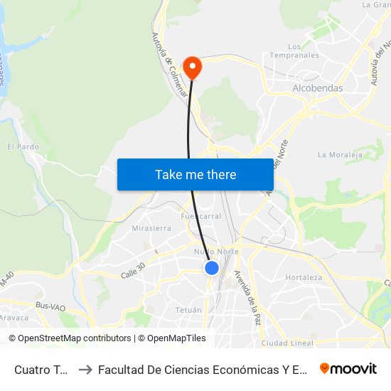 Cuatro Torres to Facultad De Ciencias Económicas Y Empresariales map