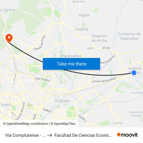 Vía Complutense - Pintor Picasso to Facultad De Ciencias Económicas Y Empresariales map