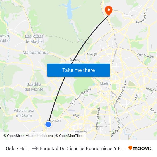 Oslo - Helsinki to Facultad De Ciencias Económicas Y Empresariales map