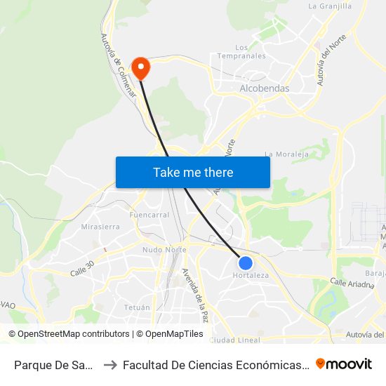 Parque De Santa María to Facultad De Ciencias Económicas Y Empresariales map