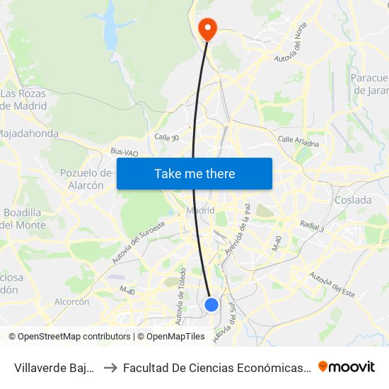 Villaverde Bajo - Cruce to Facultad De Ciencias Económicas Y Empresariales map