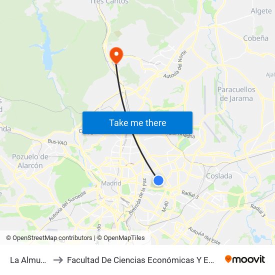 La Almudena to Facultad De Ciencias Económicas Y Empresariales map