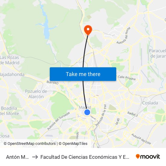 Antón Martín to Facultad De Ciencias Económicas Y Empresariales map