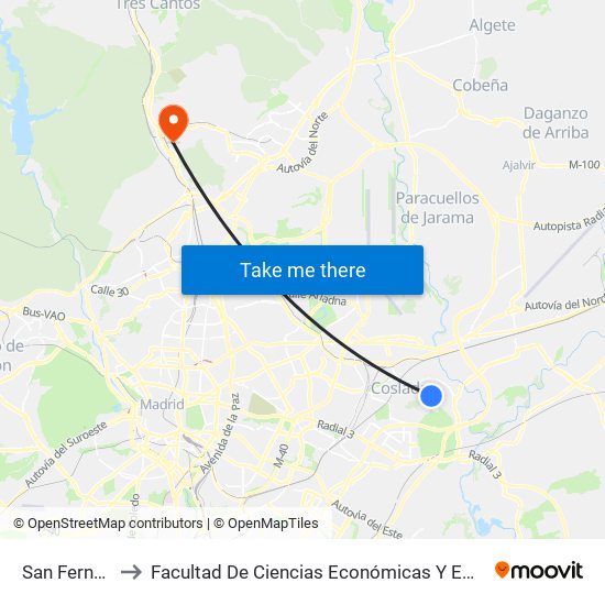 San Fernando to Facultad De Ciencias Económicas Y Empresariales map