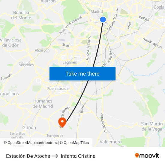Estación De Atocha to Infanta Cristina map