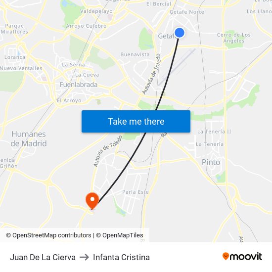 Juan De La Cierva to Infanta Cristina map