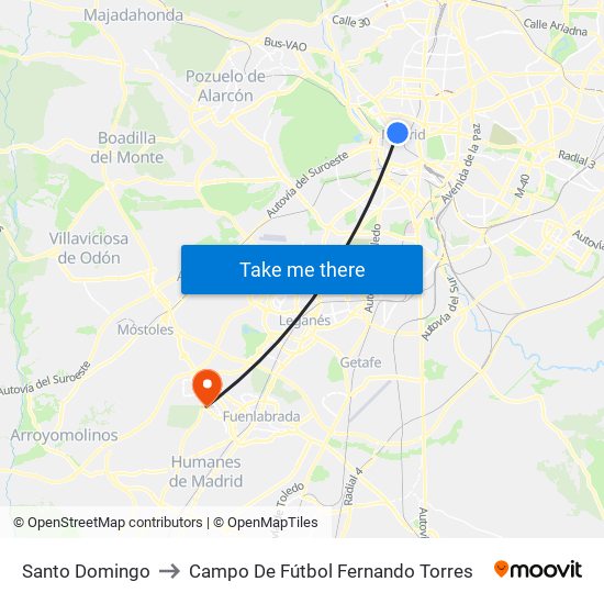 Santo Domingo to Campo De Fútbol Fernando Torres map