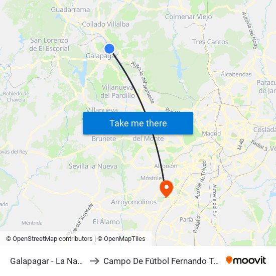 Galapagar - La Navata to Campo De Fútbol Fernando Torres map