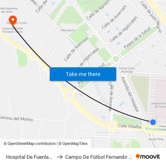 Hospital De Fuenlabrada to Campo De Fútbol Fernando Torres map