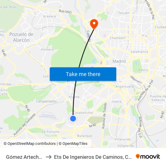 Gómez Arteche - Alzina to Ets De Ingenieros De Caminos, Canales Y Puertos map