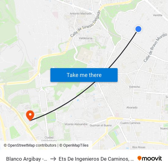 Blanco Argibay - Moquetas to Ets De Ingenieros De Caminos, Canales Y Puertos map