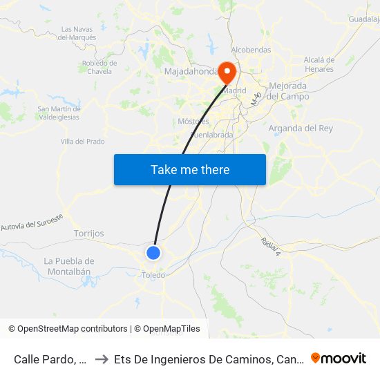 Calle Pardo, Bargas to Ets De Ingenieros De Caminos, Canales Y Puertos map