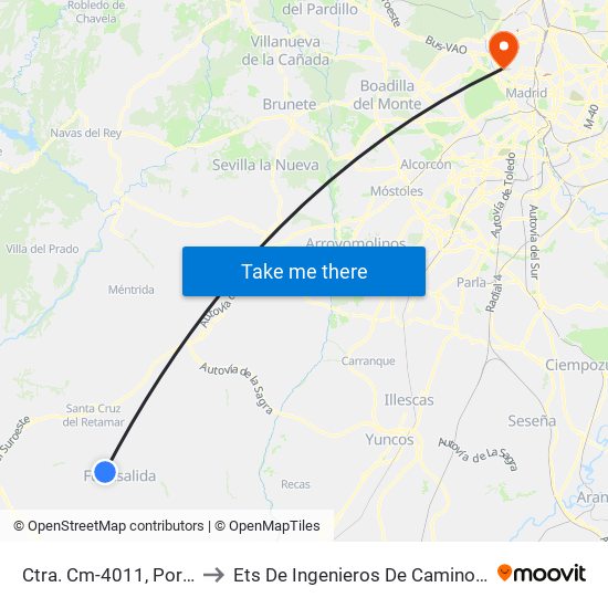 Ctra. Cm-4011, Portillo De Toledo to Ets De Ingenieros De Caminos, Canales Y Puertos map