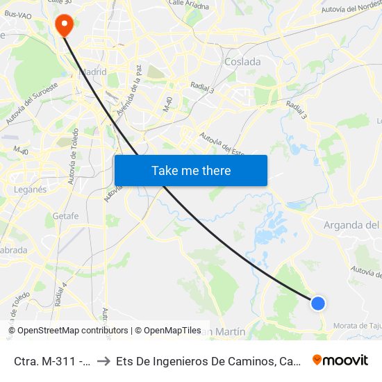 Ctra. M-311 - El Alto to Ets De Ingenieros De Caminos, Canales Y Puertos map