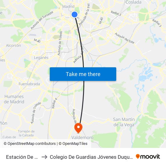 Estación De Atocha to Colegio De Guardias Jóvenes Duque De Ahumada map