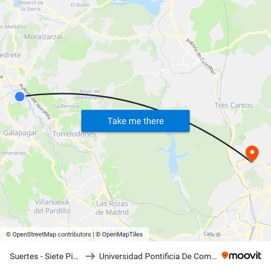 Suertes - Siete Picos to Universidad Pontificia De Comillas map