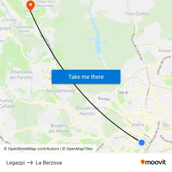 Legazpi to La Berzosa map