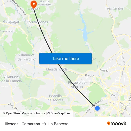 Illescas - Camarena to La Berzosa map