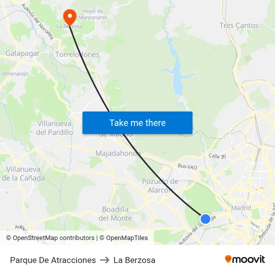 Parque De Atracciones to La Berzosa map