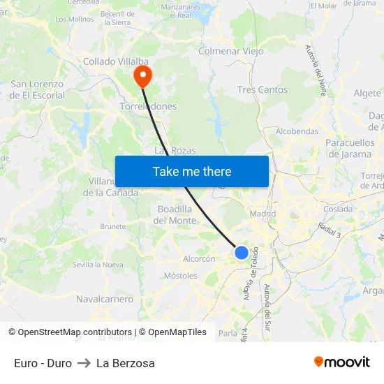Euro - Duro to La Berzosa map