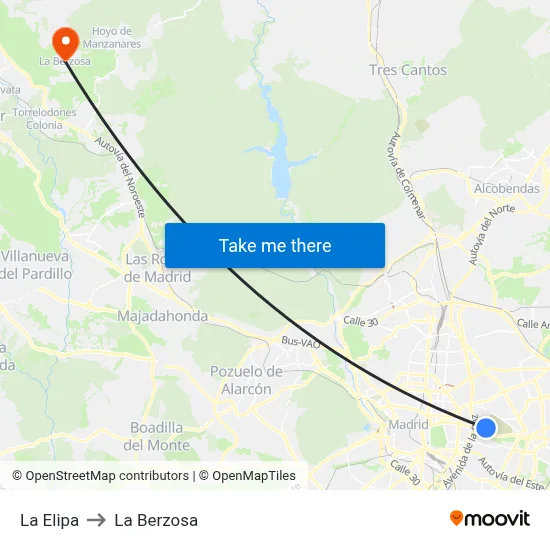 La Elipa to La Berzosa map