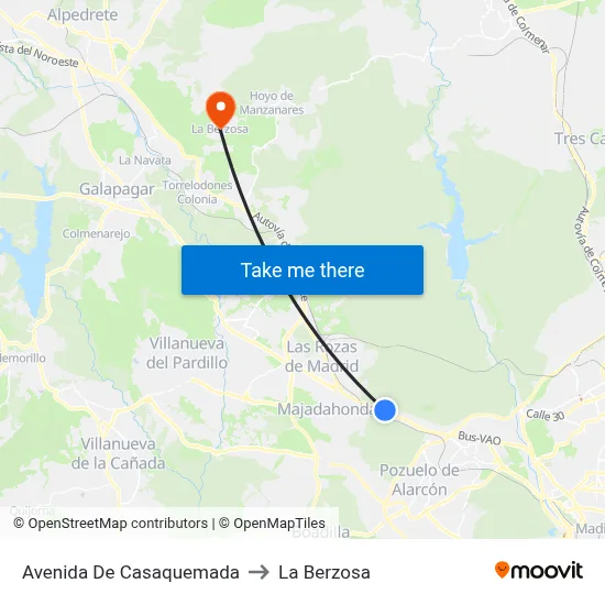 Avenida De Casaquemada to La Berzosa map
