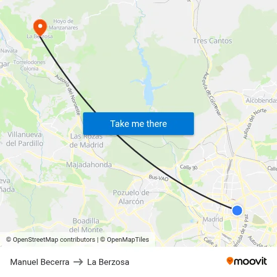 Manuel Becerra to La Berzosa map