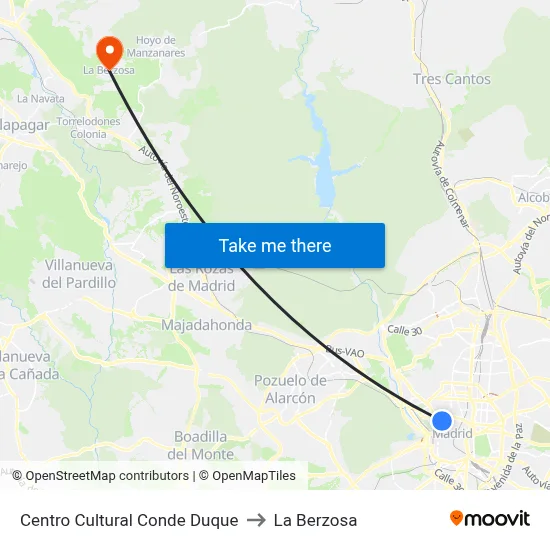 Centro Cultural Conde Duque to La Berzosa map