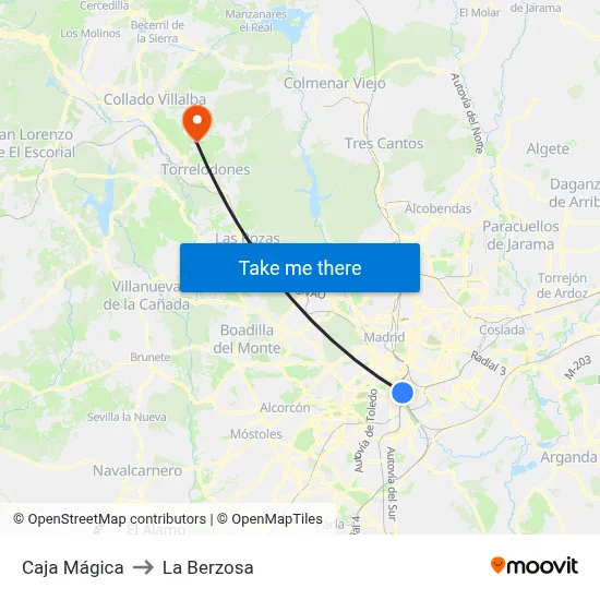 Caja Mágica to La Berzosa map