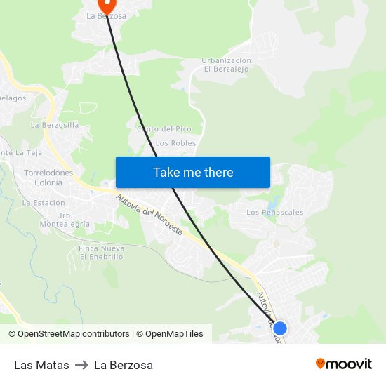 Las Matas to La Berzosa map
