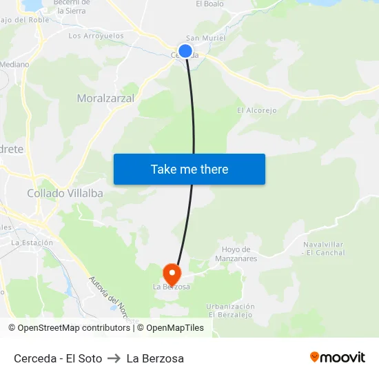 Cerceda - El Soto to La Berzosa map
