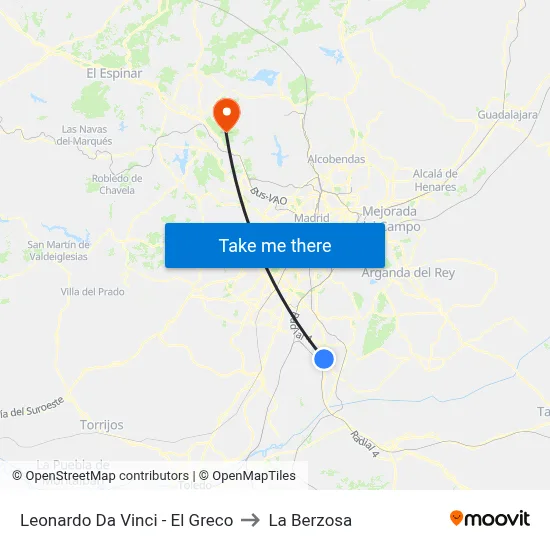 Leonardo Da Vinci - El Greco to La Berzosa map