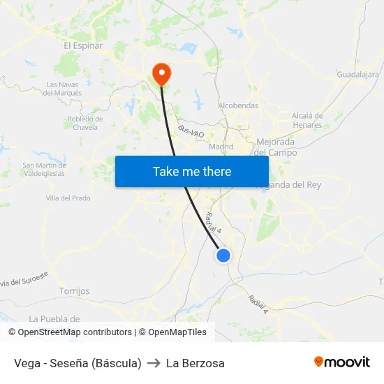 Vega - Seseña (Báscula) to La Berzosa map