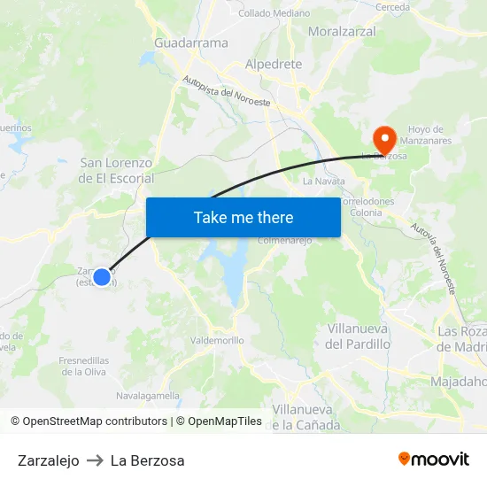 Zarzalejo to La Berzosa map