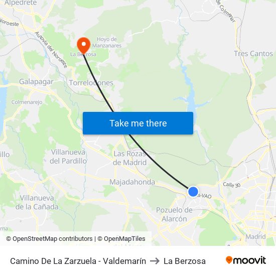 Camino De La Zarzuela - Valdemarín to La Berzosa map