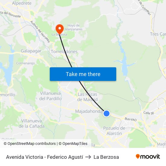 Avenida Victoria - Federico Agustí to La Berzosa map