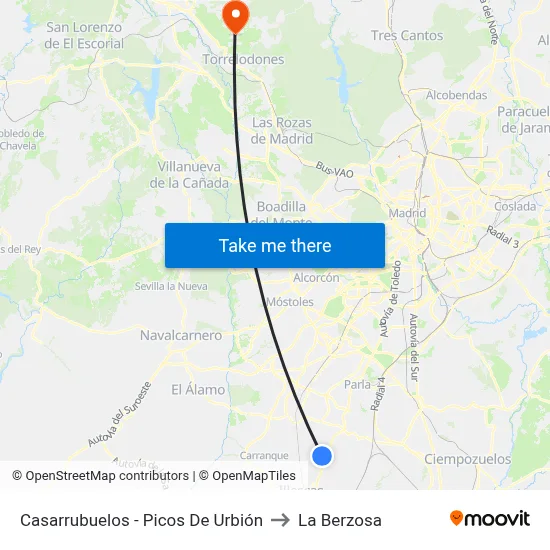 Casarrubuelos - Picos De Urbión to La Berzosa map