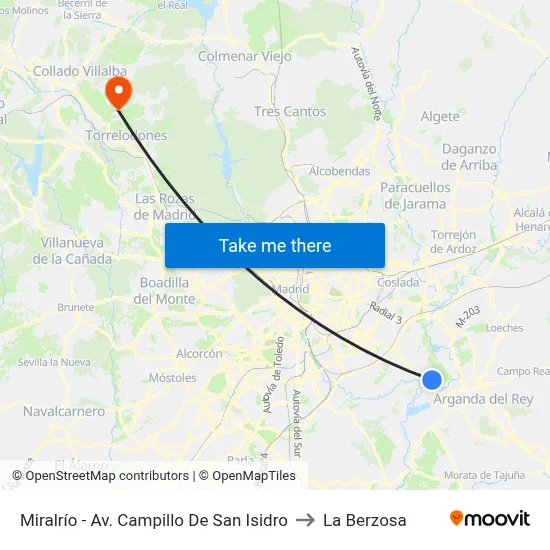 Miralrío - Av. Campillo De San Isidro to La Berzosa map