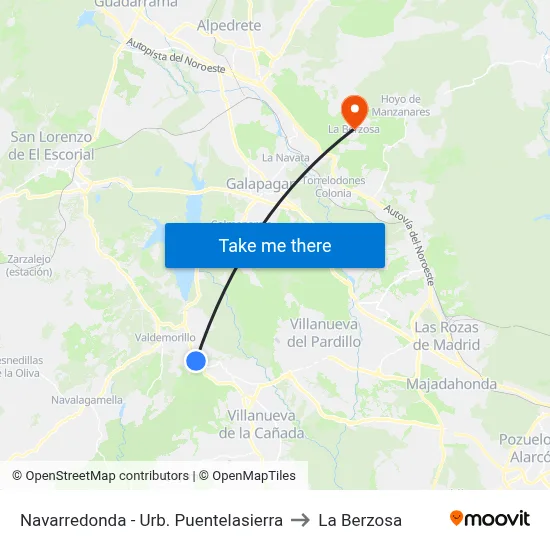 Navarredonda - Urb. Puentelasierra to La Berzosa map