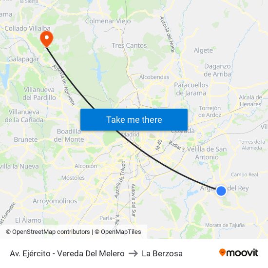 Av. Ejército - Vereda Del Melero to La Berzosa map