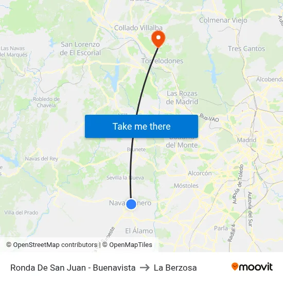 Ronda De San Juan - Buenavista to La Berzosa map