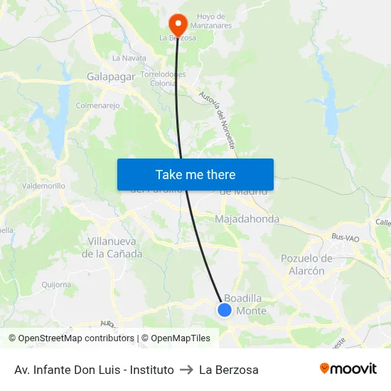 Av. Infante Don Luis - Instituto to La Berzosa map